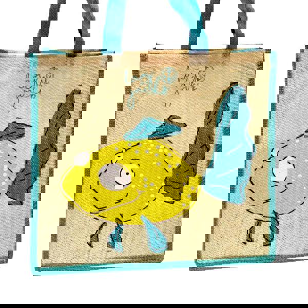 Lazy Jacks Fish Jute Tote Bag - Turquoise