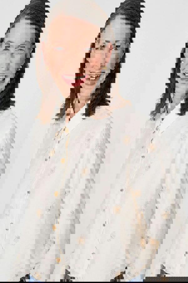 Cream | Embroidered Long Sleeve Relaxed Shirt