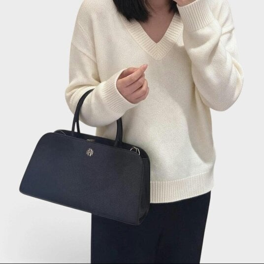 Tory Burch Britten Small Center Zip Satchel Black