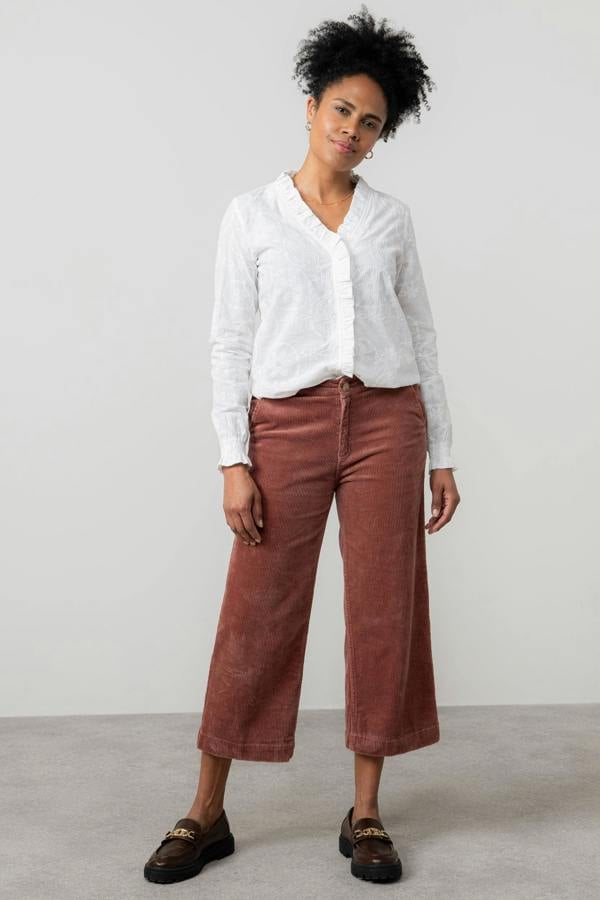 Lily & Me Isla Stretch Jumbo Cord Cropped Trousers Antique Rose