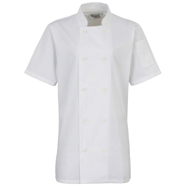 Premier Womens Short Sleeve Chefs Jacket / Chefswear - White