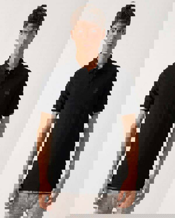 BOSS Orange Passenger Mens Stretch-Cotton Slim-Fit Polo Shirt with Logo Patch NOS - Black 001