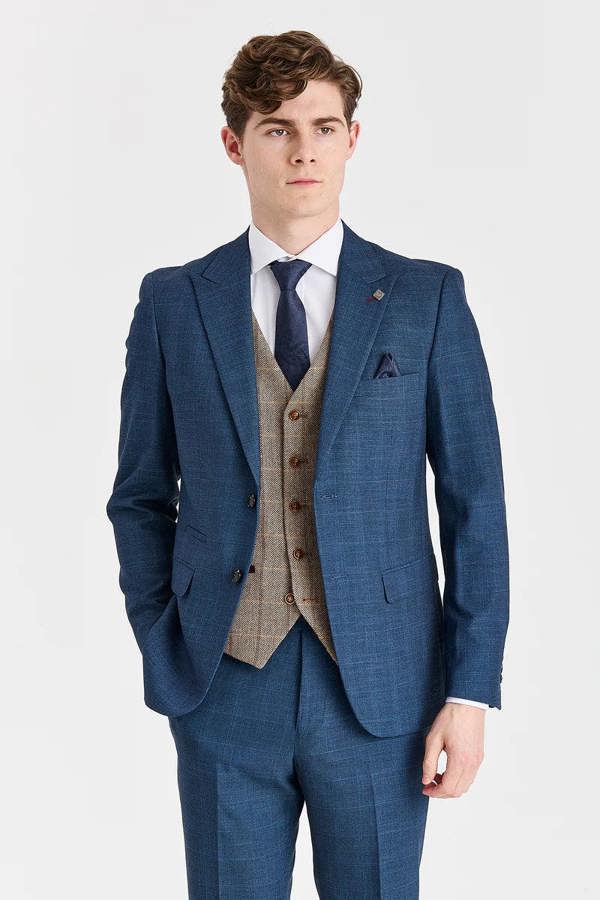 Paul Andrew Viceroy Navy Suit with Harris Brown Tweed Waistcoat