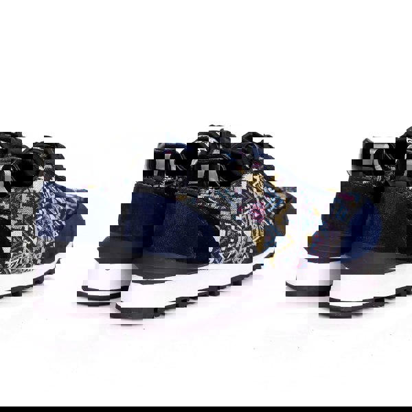 David WeJ Ethnic Print Smart Trainers - Blue