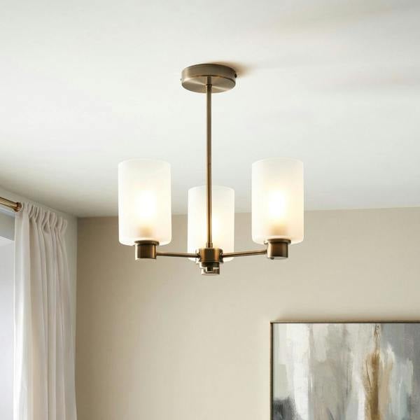 Pagazzi Lighting Kingsholm 3-Light Antique Brass Semi-Flush Ceiling Light