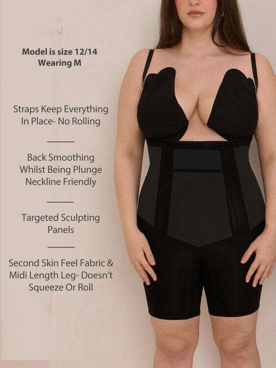 Perky Pear 360Sculpt™- Open bust Bodysuit-BLACK