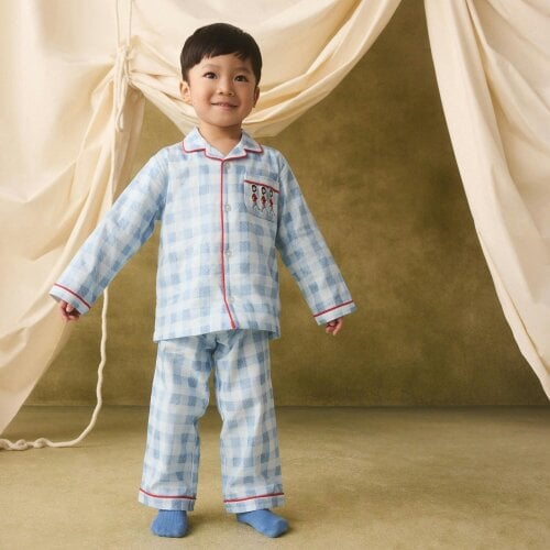 Cath Kidston Kids Gingham Button Through Long Pyjama Set - Blue