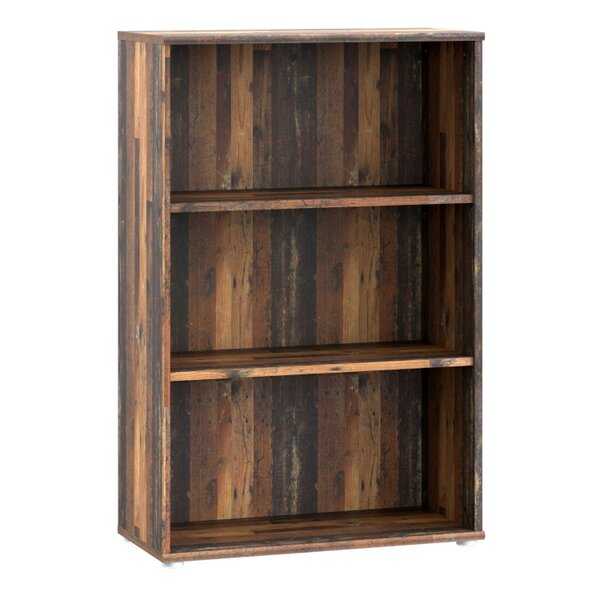 Wyld Haus Bucharest Tall Wide 2 Shelf Vintage Oak Wooden Bookcase