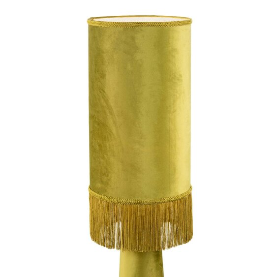 Happy Homewares Vintage Olive Velvet Fabric Floor Lamp with Victorian Trim and Tassels