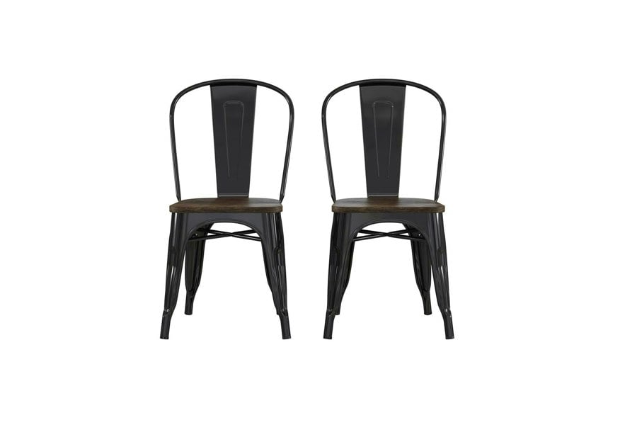 Dorel Home Fusion Dining Chair in Metal in Black - 2 pieces