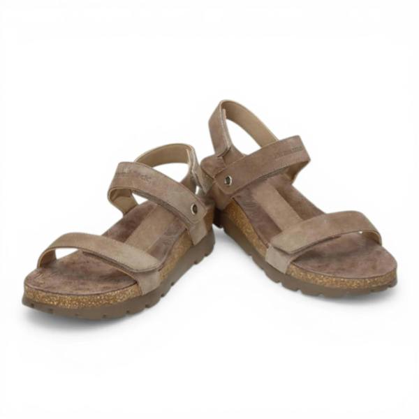 Panama Jack Selma B18 - Women’s Wedge Stone Grey Suede Leather Sandals