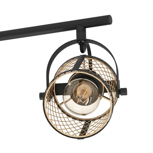 EGLO Dellow 3-Light Black Steel Lattice Style Adjustable Wall Or Ceiling Spotlight