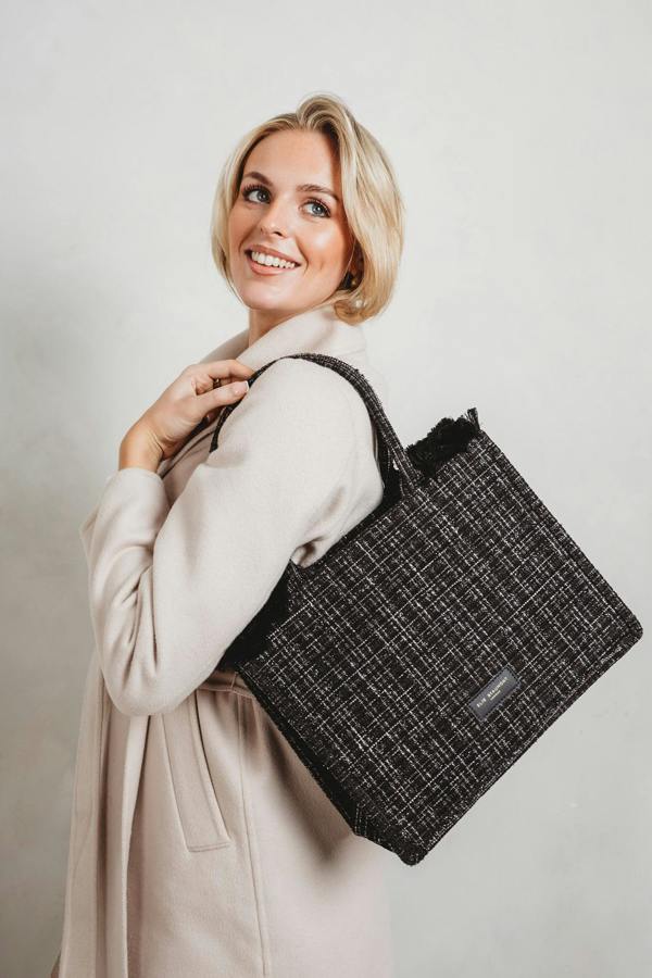 Elie Beaumont Fabric Tote - Black Checks