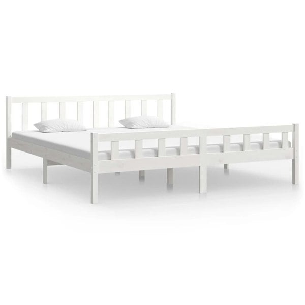 Berkfield Bed Frame White Solid Wood 160x200 cm