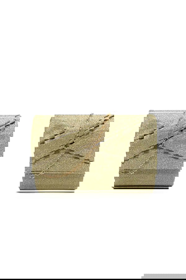 Pluspup Pleated Glitter Clutch Bag with Chain Strap