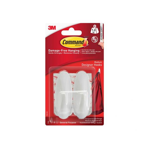 Command White Designer Hooks - Multi Colour - 