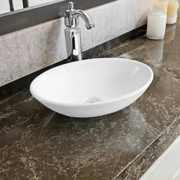 5089 ceramic 61cm thin edge inset basin with dipped bowl