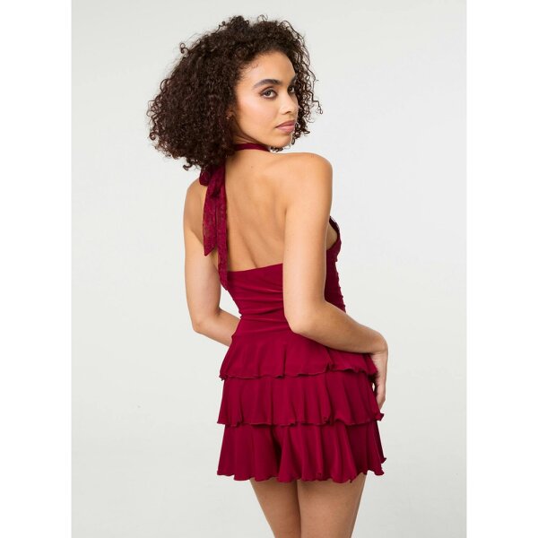 Pink Vanilla Lace Ruffle Playsuit