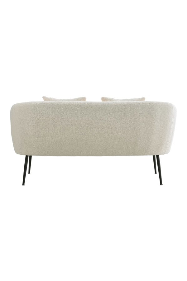 Living and Home Modern Teddy Fur Metal Legs Loveseat with Two Cushions