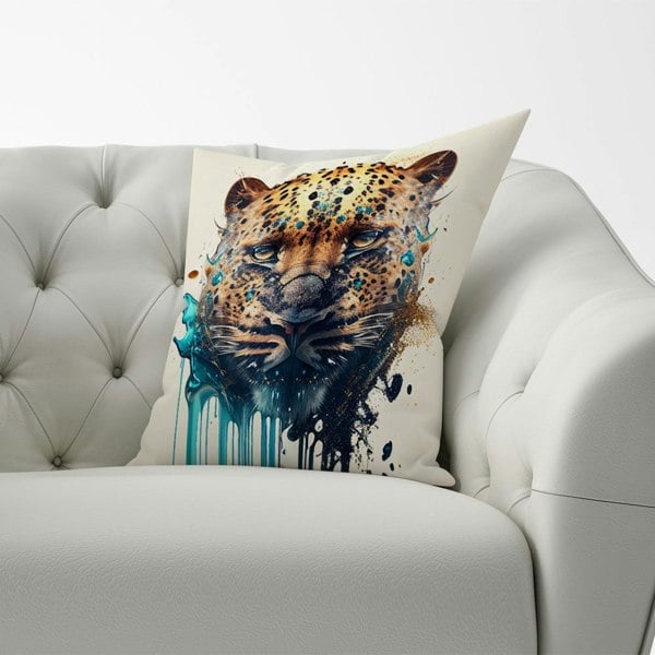 Warren Reed Leapoard Face Splashart On Light Background Cushions