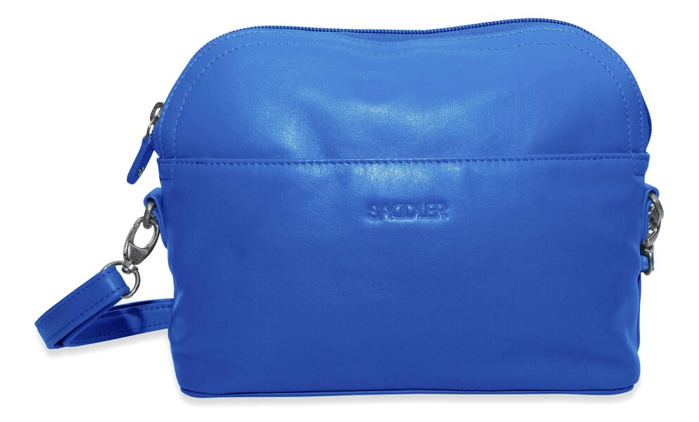 SADDLER BROOKLYN Leather Zip Top Handbag - Adjustable  Shoulder Strap, Multiple Pockets - RFID Protected - Electric Blue
