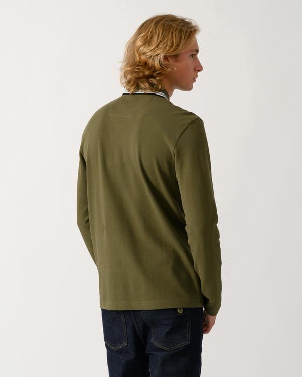 BOSS Green Plisy Mens Long Sleeve Polo Shirt  - Open Green 398
