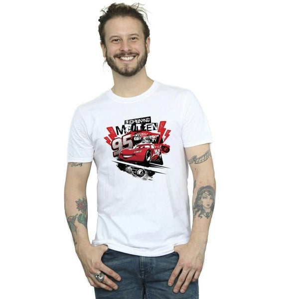 Disney Mens Cars Lightning McQueen Collage T-Shirt - White