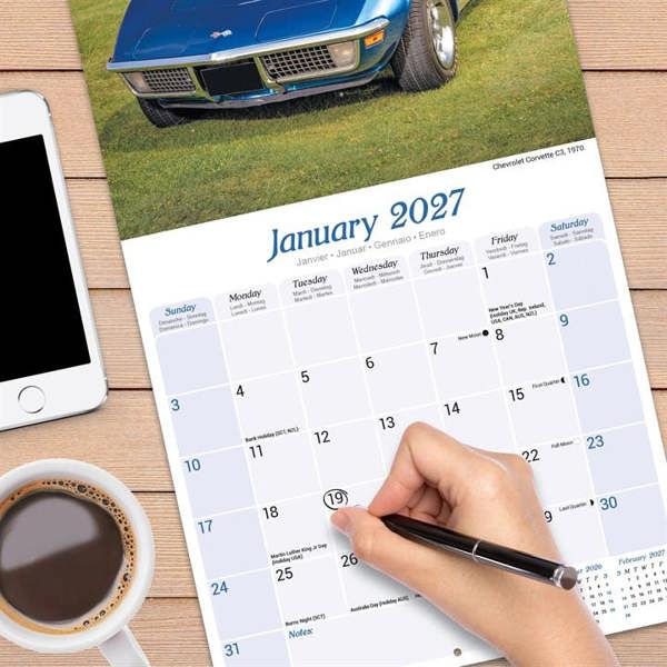 American Classic Cars Calendar 2027, Wall Calendars, Month To View, Transport, Gift