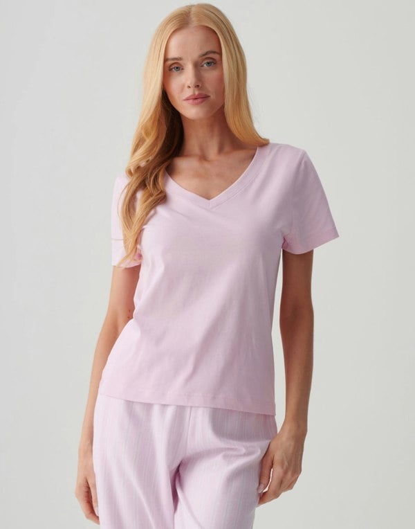 British Boxers Women's Organic Cotton V-Neck T-Shirt - Pretty in Pink