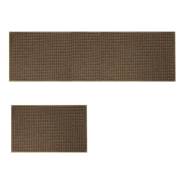 Marlow Kitchen Mat 2PCS Non Slip Woven Rubber Floor Mat Absorbent Runner Brown