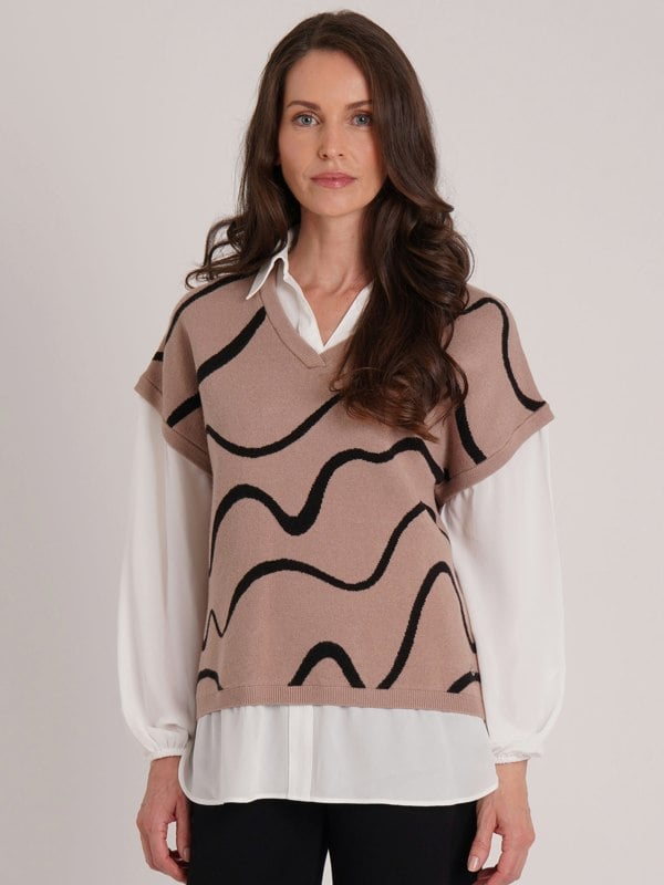 VIZ-A-VIZ Squiggle Mock Shirt Jumper