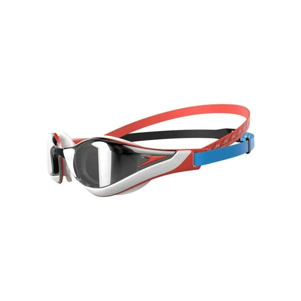 Speedo Fastskin Pure Focus red white goggles with blue strap
