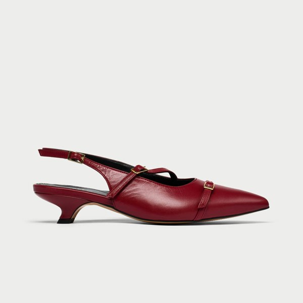 Paloma burgundy leather shoes for bunions side view