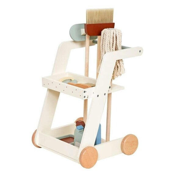 HYGRAD BUILT TO SURVIVE HYGRAD Kids Wooden Cleaning Set Toy Cart Kids Role Play Janitor Cleaning Set Household Pretend Play Childrens Toy Gift Ages 3+