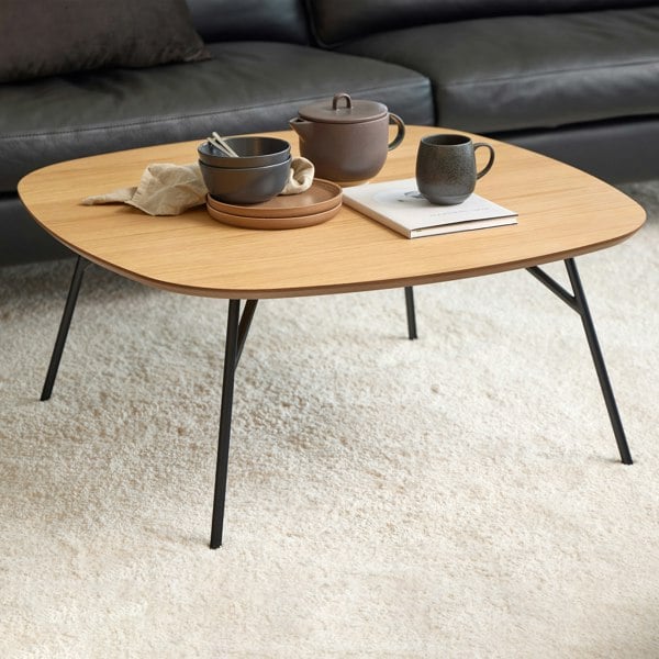 Furniture To Go Caracas Square Coffee Table in Oak and Matt Black