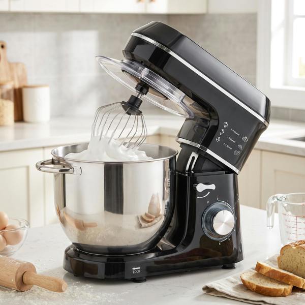 HOMCOM 1400W Cake Electric Kitchen Mixer with Dough Hook, Black