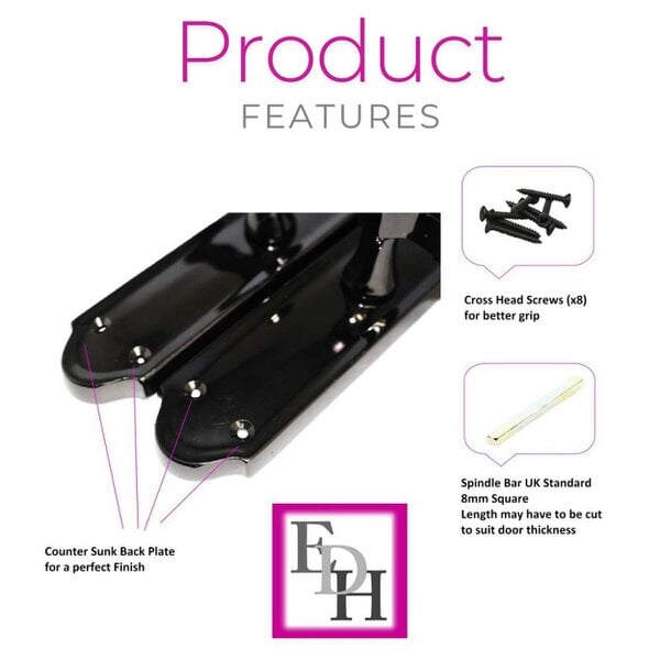 EDH Door Hardware Black Nickel Internal Door Handles Ashford Style Lever Latch – Epsom Pair Set