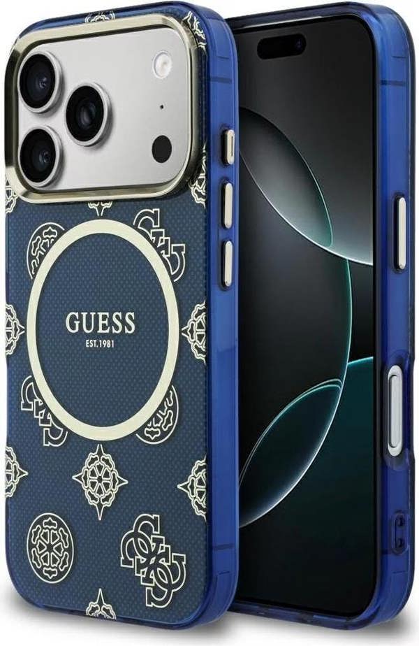 Guess IML Peony Dot Case with MagSafe for iPhone 17 Pro 6.3" Blue - GUHMP17L5HPOEDB