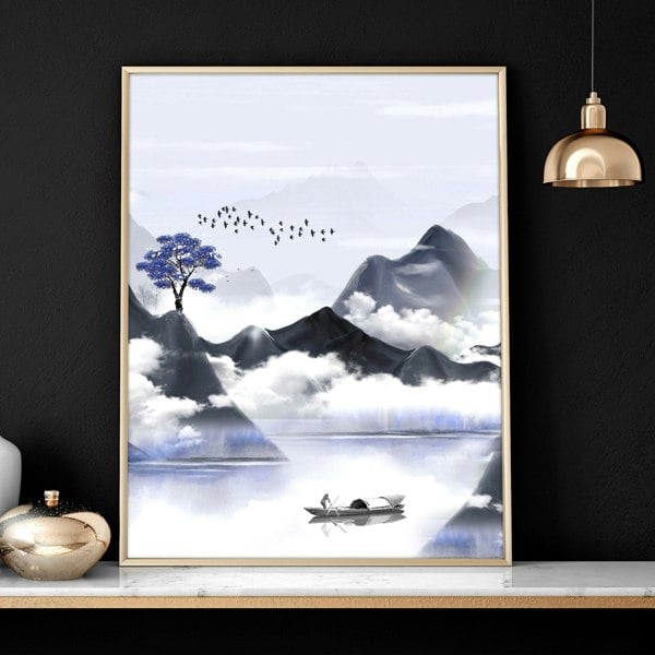 Living room pictures for walls | set of 3 Japanese art prints