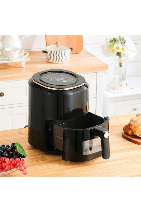 Living and Home 5L Black Digital Touchscreen Air Fryer 8 Preset Menus with Timer Adjustable Temperature Control