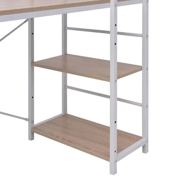 Berkfield Desk with 4-Tier Bookcase Oak