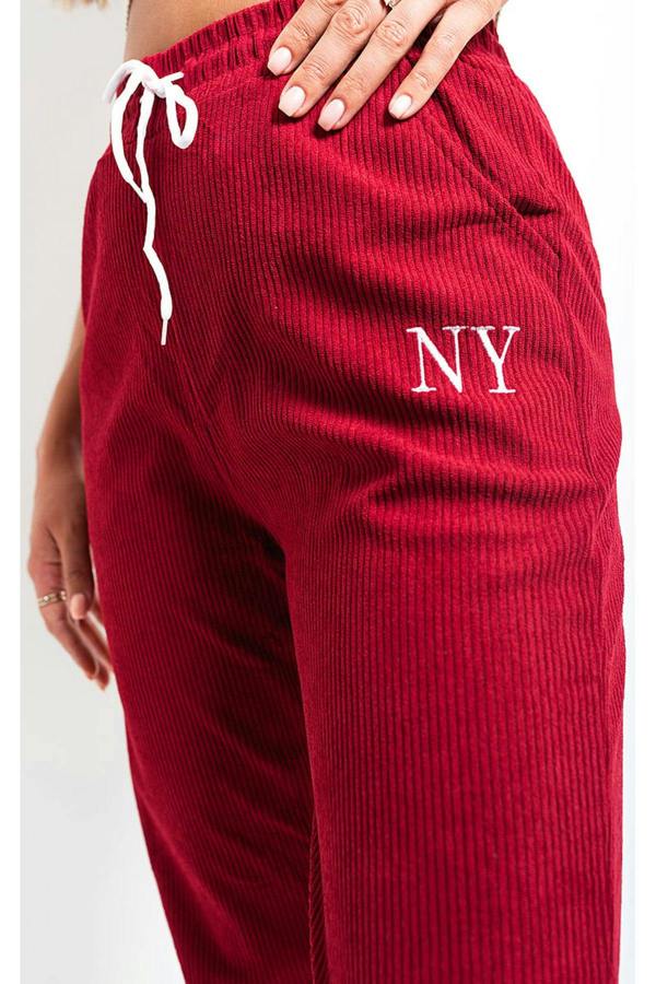 Noemi High Waisted Drawstring Trouser With Pockets - Wine