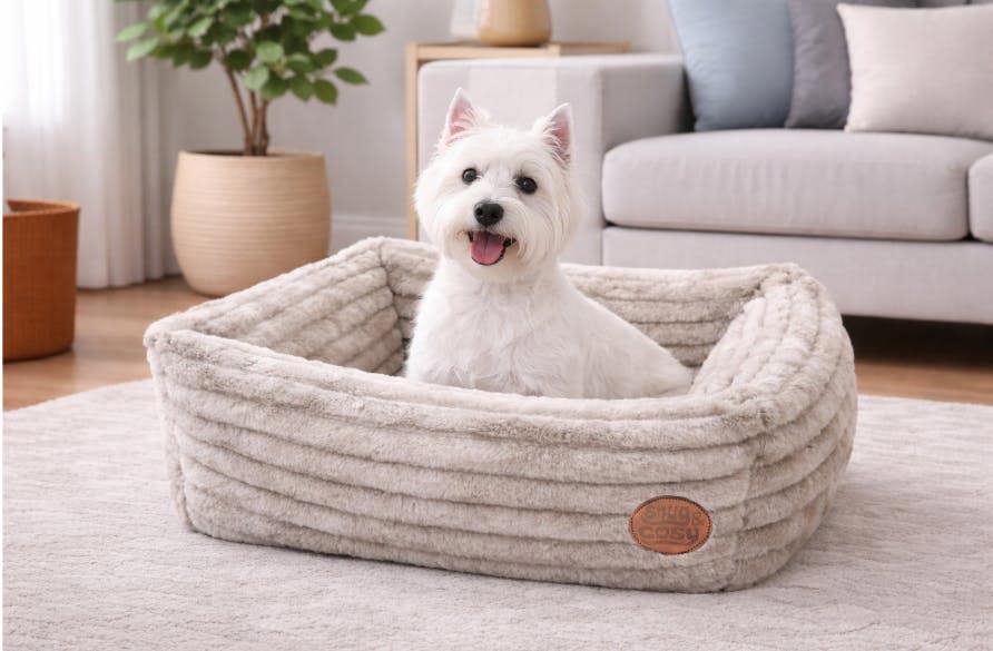 Alaska Orthopaedic Dog Bed - Faux Fur & Memory Foam UK Made - Dog Beds for dogs Snug and Cosy Pets