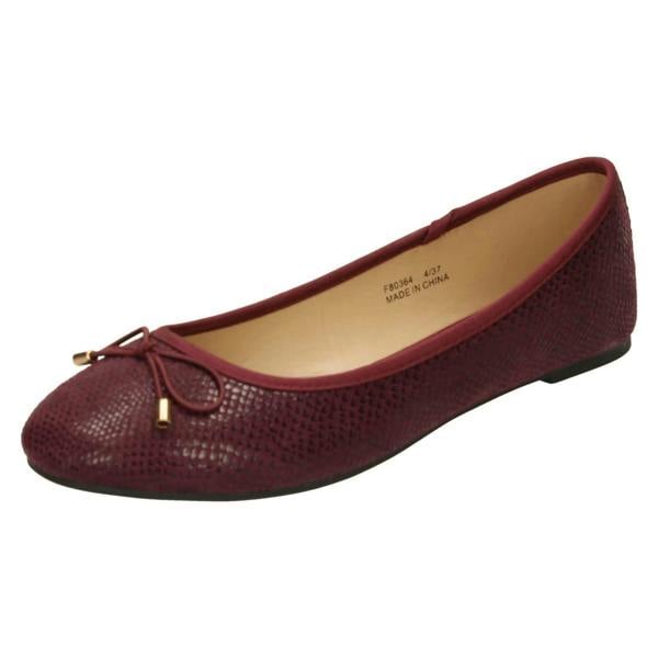 Spot On Ladies Spot On Bow Trim Ballerinas