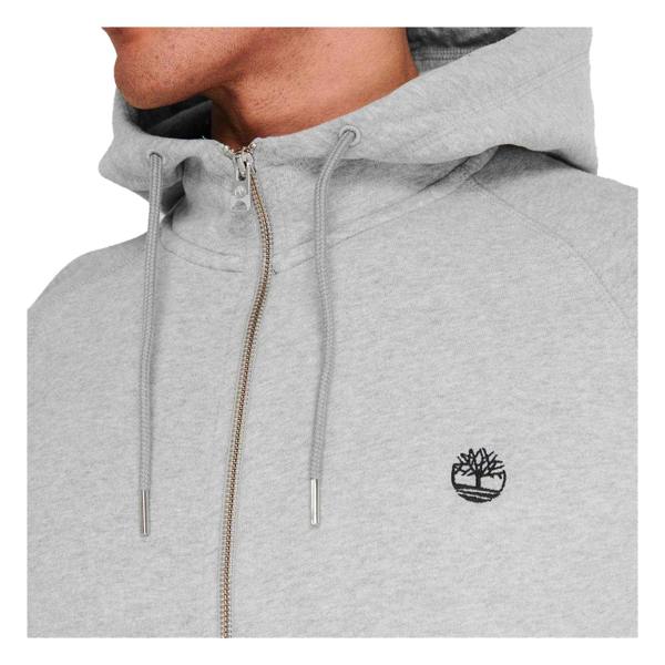 Timberland Mens Cotton Blend Lightweight Raglan Full Zip Hoodie - Medium Grey - 
