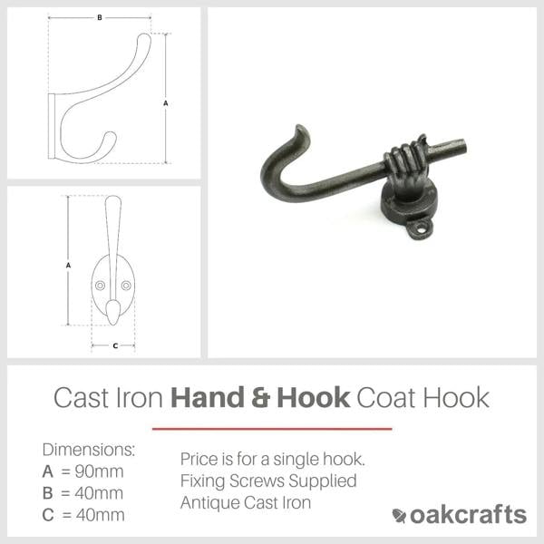 Antique Cast Iron Decorative Hand and Hook
