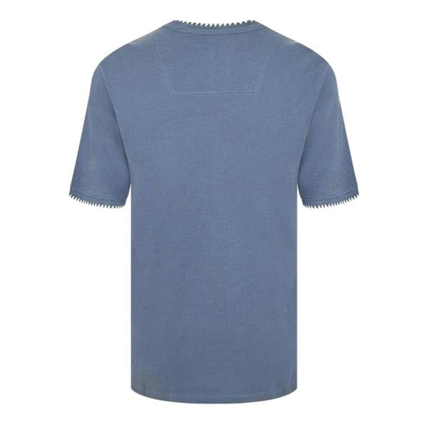 Threadbare Mens Perth Knitted T-Shirt - Stonewash Denim/Ecru - 