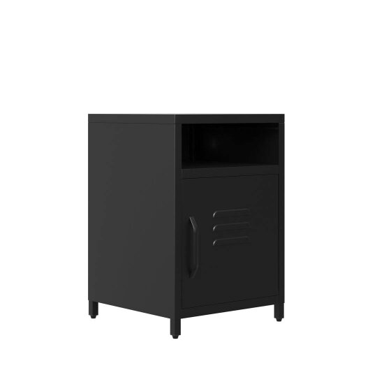 Wyld Haus Sassafras Industrial Black Metal Bedside Table 1 Door