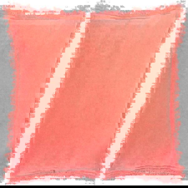Furn Gracie Fringed Velvet Cushion Cover - Coral
