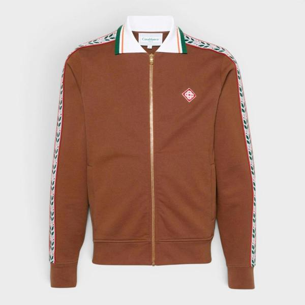 Casablanca Motosport Laurel Tape Zip Through Sweatshirt Brown
